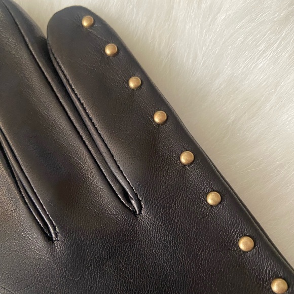 Coach Studded Black Leather Tech Gloves, Size 8 - Picture 6 of 11